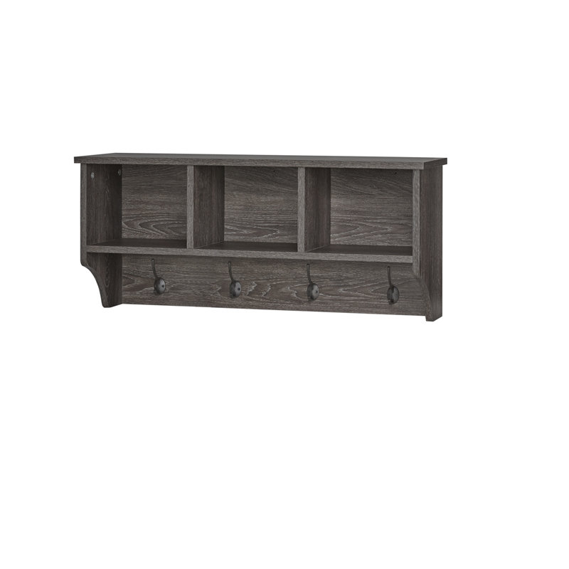 RiverRidge Home RiverRidge Woodbury Entryway Wall Coat Rack Storage with Hooks and Open Cubby Shelves for Hallway Weathered Woodgrain Reviews Wayfair Canada